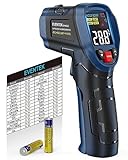 Eventek Infrarot Thermometer -58°F~1112°F (-50°C～600°C), IR Pyrometer Berührungslos Digital Laser-Temperaturmessgerät mit Einstellbarer Emissionsgrad für Küche/Barbecue/Gefrierschrank/Industrie