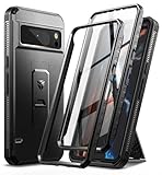 Dexnor Compatible with Google Pixel 8 Pro Case【Double Front Frame】, Bumpershock Technology Drop Protection Robust Phone Cover Shock Protective Case with Kickstand - Black