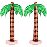 Czemo 2 Stück Aufblasbare Palmen, Pool Deko Spielzeug Aufblasbare Palme Sommerliche Party Dekoration Hawaiian Party Dekoration, 90cm Hoch, Grün-Braun