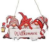 Frohe Weihnachten Anhänger Holz Willkommen Bastelset Bunte bemalt Holzbastelset Weihnachtsschmuck zum Basteln Deko Hänger Dekoration Fensterhänger mit Schnur zum Aufhängen Weihnachtsdeko