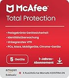 McAfee Total Protection 2024 |exklusiv bei Amazon| 5 Geräte |15-Monate-Abonnement| Virenschutz- und Internetsicherheits-Software |Unlimited VPN|