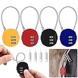 Pack of 4 combination locks, 3 digits, suitcase lock, combination locks, small padlock with combination, keyless resettable for suitcases, cupboards, with 4 x coding