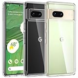 TAURI 5 in 1 für Google Pixel 7 Hülle 5G mit Schutzfolie, mit 1 Handyhülle + 2 Stück Schutzfolie + 2 Stück Kameraschutz [Militärischer Schutz] Anti-Gelb Stoßfest 360 Grad Schutzhülle - Transparent