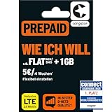 congstar Prepaid wie ich Will SIM-Karte ohne Vertrag I Prepaid-Guthaben Wunschmix in D-Netz-Qualität I frei wählen 1-15 GB & 9 Ct. pro Min/SMS – Flat I alle 4 Wochen neu Mixen I 10 EUR Startguthaben