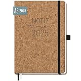 Häfft® Wochen-Notiz-Kalender 2025 A5 'Kork' Buchkalender, Terminplaner Notiz-Timer, Terminplaner, Wochenkalender, Organizer, Terminkalender mit Einstecktasche - nachhaltig & klimafreundlich