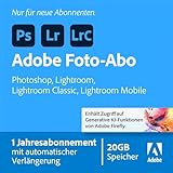 Adobe Creative Cloud Foto-Abo mit 20GB: Photoshop und Lightroom |Generative KI |Bildbearbeitung | 1 Jahresabonnement mit automatischer Verlängerung PC/Mac