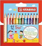 Dreikant-Buntstift - STABILO Trio dick kurz - 12er Pack - mit 12 verschiedenen Farben