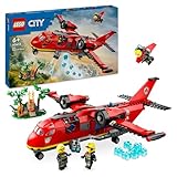 LEGO City Löschflugzeug, Feuerwehr-Set mit Flugzeug-Spielzeug für Kinder, Bauset mit 3 Feuerwehrmann-Figuren und Brandkulisse, tolle Geschenkidee für Jungen und Mädchen ab 6 Jahren 60413
