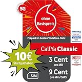 Vodafone Prepaid CallYa Classic | 10 EUR Startguthaben I ohne Vertrag | 5G-Netz | 9 Ct. pro Min/SMS