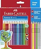Faber-Castell 201540 - Buntstifte Set für Kinder und Erwachsene, 24-teilig, dreikant, bruchsicher, inkl. 4 Neonfarben und 2 Bleistiften