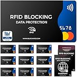 TÜV geprüfte RFID Blocker NFC Schutzhüllen (12 Stück) für Kreditkarte, EC Karte, Bank Karte, Personalausweis & Reisepass - Kreditkarten Hülle mit Schutz gegen Funk Datenklau - Kartenhülle Schutzhülle