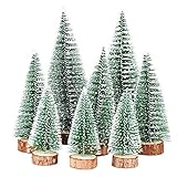 FLOFIA 8STK Weihnachtsbaum Mini Künstlich 3 Größe Miniatur Tannenbaum Grün Mini Christbaum Tree Klein Weihnachtsdeko Figuren 10/15 /20 cm