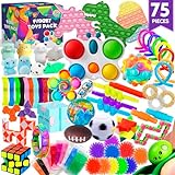 75 Stück Zappeln Spielzeuge für Kinder Partygeschenke Mitgebsel Kindergeburtstag gastgeschenke Klassenzimmer Preise zum Stressabbau Schatztruhe Pop Its Spielzeug für Autisten und ADHS Kleine Geschenke