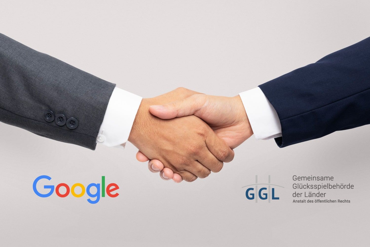 Zusammenarbeit zwischen Google und GGL – Handschlag symbolisiert Regulierung