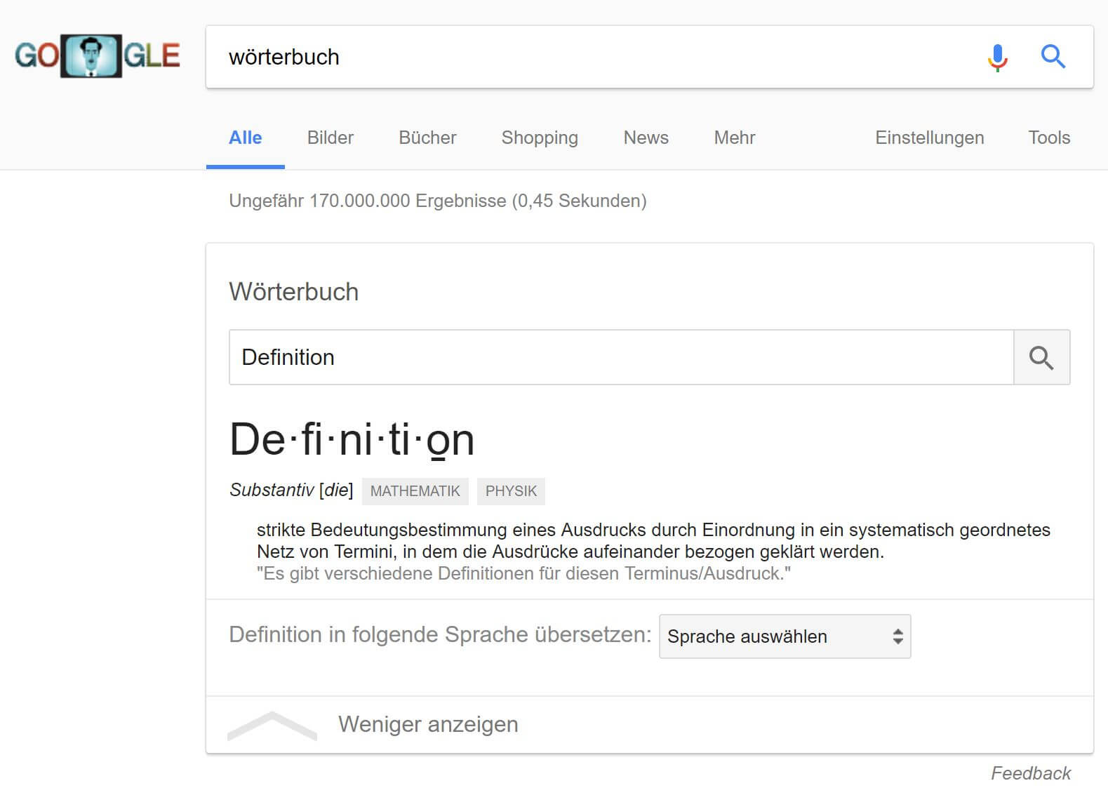 Google Des Tages W rterbuch Neue Definitions Onebox In Der Websuche 