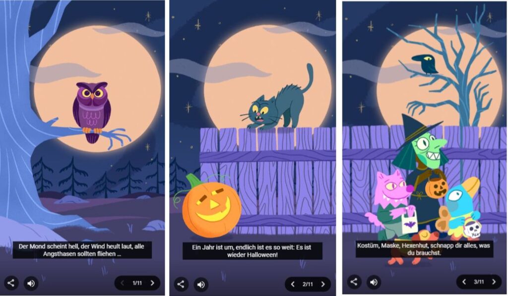 GoogleDoodle zu Halloween Interaktive Slideshow auf der Startseite