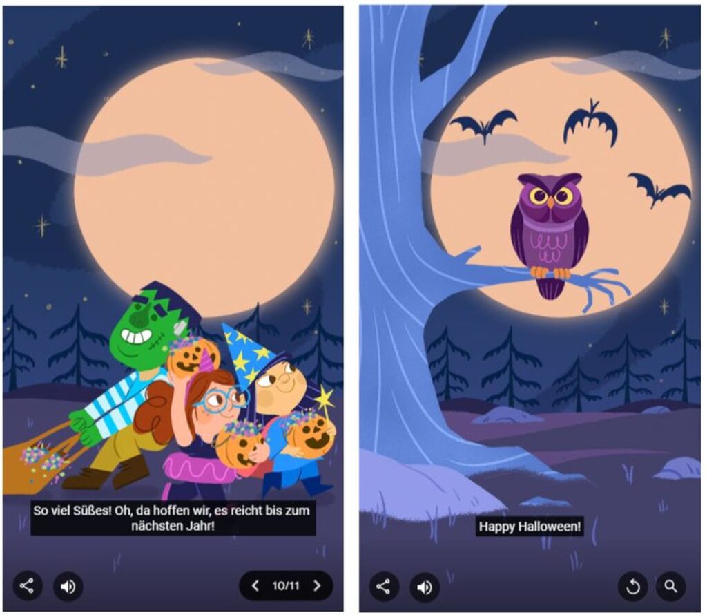 GoogleDoodle zu Halloween Interaktive Slideshow auf der Startseite