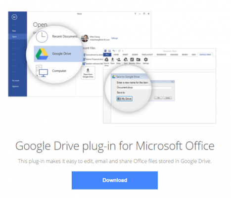 google drive plugin for office 365