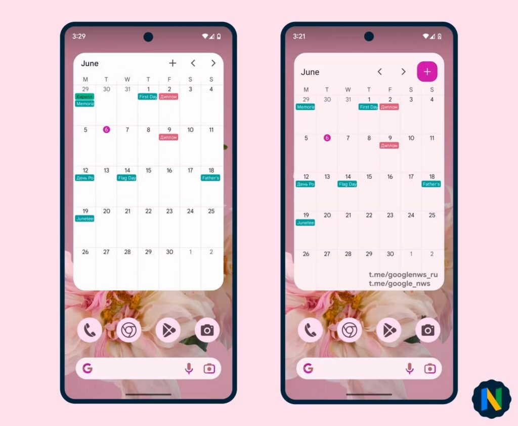 Android: Google Kalender bringt neue Homescreen-Widgets - Material You